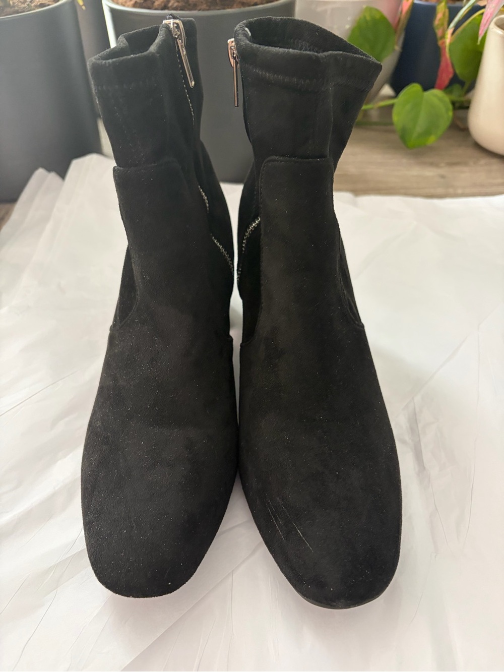 Black Suede Ankle Boots with Side